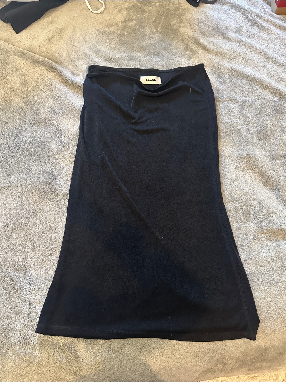 Guizio sheer stretchy midi skirt black